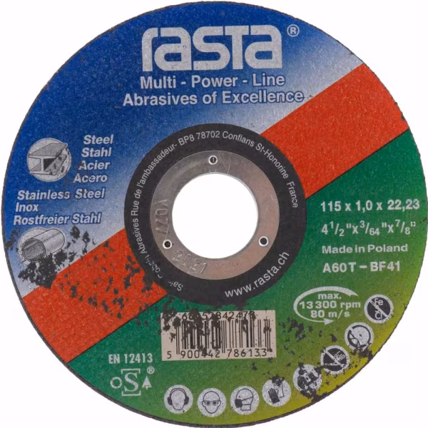 Disco Corte Metal Rasta  4 1/2 X 1Mm 5 Un